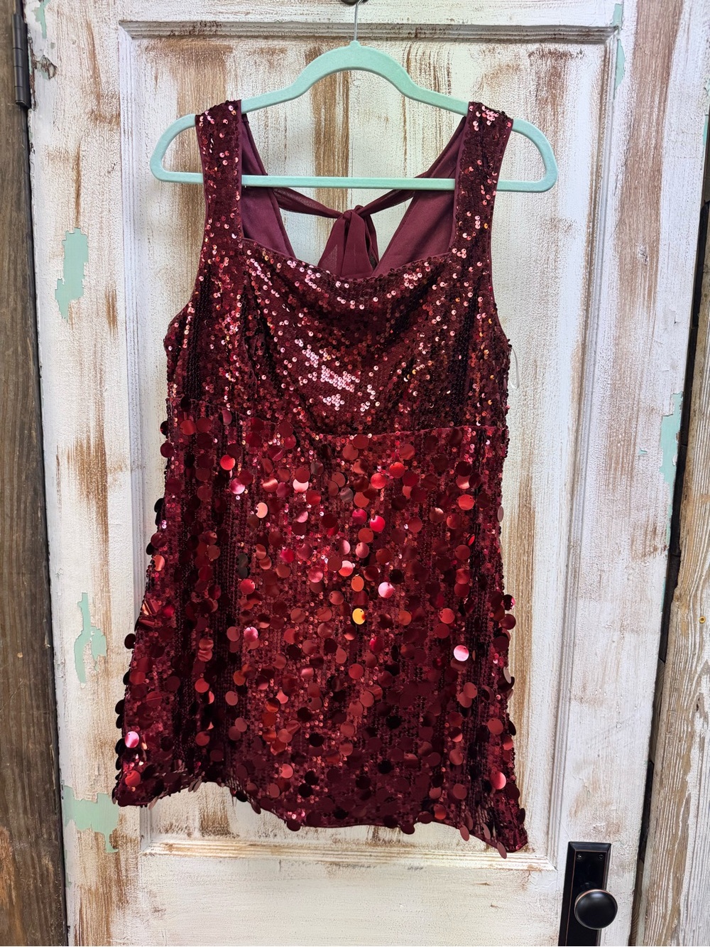 Sleeveless Red Sequin Mini Dress - Brand Unspecified